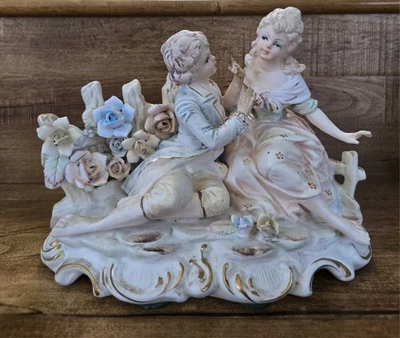 Vintage Lenwile Ardalt Victorian Couple Bisque/Porcelain Musical Figurine Lamp - Image 1 of 4