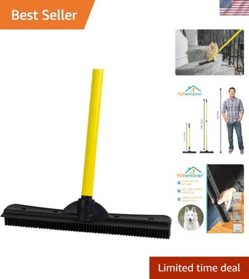 Pet Hair Rubber Broom with Squeegee Telescopic Handle for Carpet Tile Hardwood