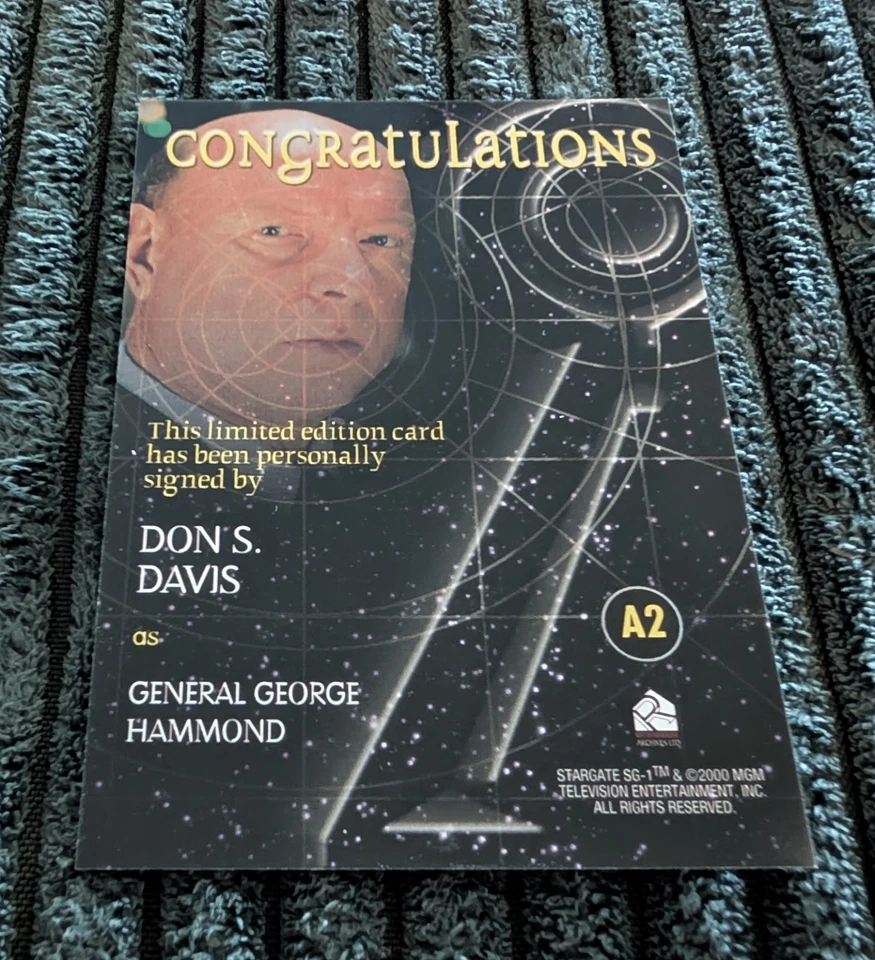 Stargate SG-1 Don S. Davis General Hammond Autograph Card 2000 Premiere Edition! - Image 2 of 4