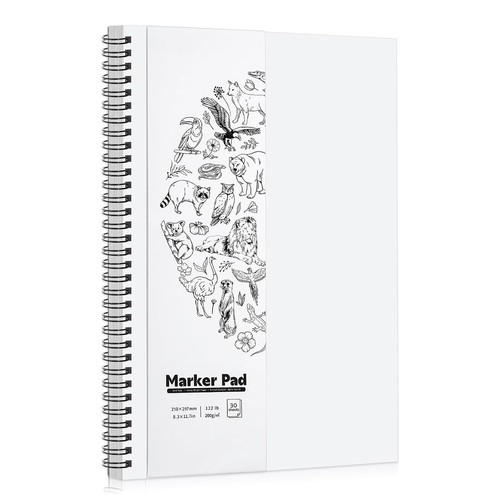 A4 Marker Sketchbook 200gsm, 30 Sheets Double-Sided Bleedproof Drawing Pad