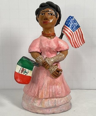 Josefina Aguilar Frida Kahlo Dual Flag Cigarette Signed 5  Figure As-is