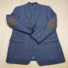 Lauren Ralph Lauren 44L Blue/Gray Windowpane 100 Wool Blazer Double Vented
