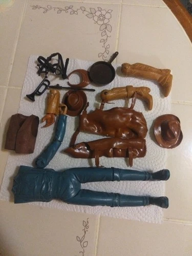 Vintage 1973 Johnny West The Movable Cowboy Marx  ACCESSORIES ONLY, PARTS PIECES