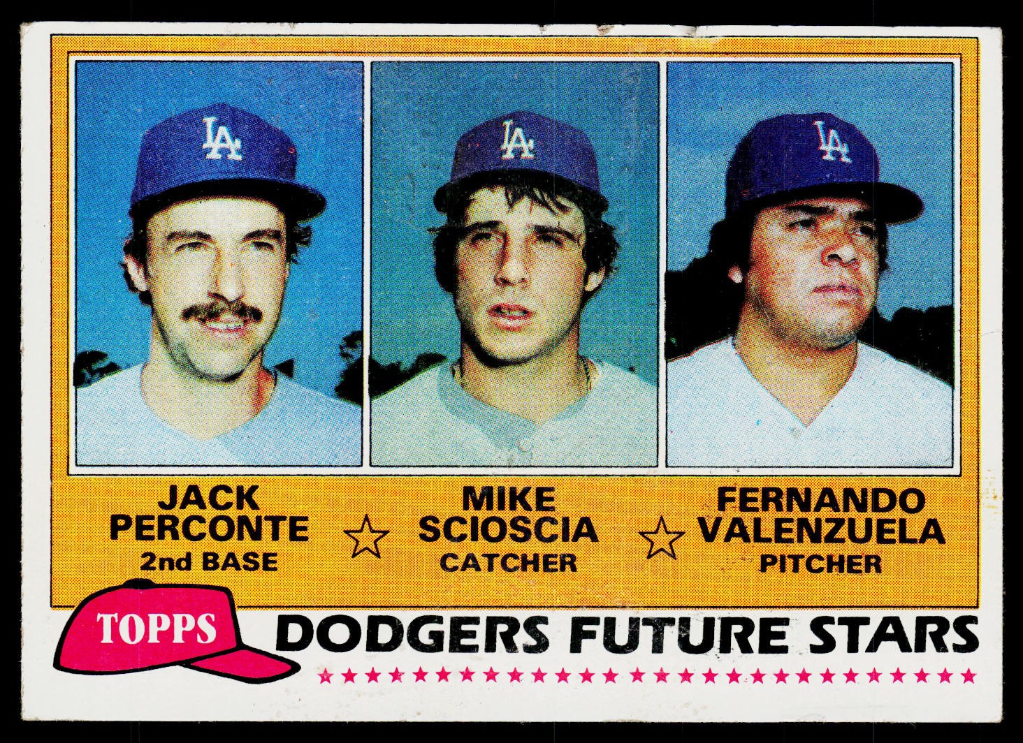 1981 Topps #302 Dodgers Future Stars (Jack Perconte / Scioscia / Valenzuela)