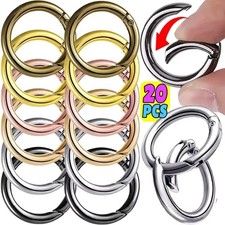 10pcs Metal O Ring Spring Clasps Round Carabiner Keychain Bag Clips Hook Buckle