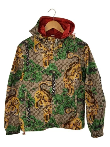 GUCCI giacca nylon 44 multicolore fantasia totale 453819 tigre del Bengala usata