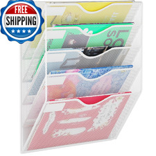 GDINDINFAN 5-Tier Magnetic File Holder, No Drilling Wall File Organizer, File Fo