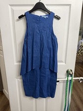 NWT Antonio Melani Blue Aura Linen Layered Shift Dress Size 4 Sleeveless Classic