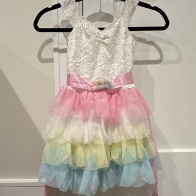 Revolution Dancewear Girls Ivory Pink Yellow Blue Lace Tutu Dress Bow Size LC