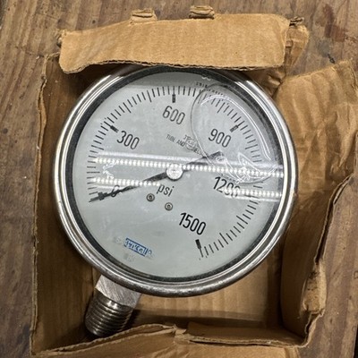 WIKA 100 Bar (1500 PSI) Pressure Gauge, SS 316, 4 INCH, 1/2 NPT