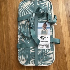 Bolso de Mano de Playa Plegable Aloha Collection CleverMade Floral Verde Azulado Hawaii