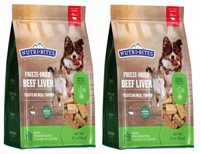 NUTRI BITES Canature NutriBites Freeze Dried Beef Liver, Dog and Cat Treat 27oz, 2-pack