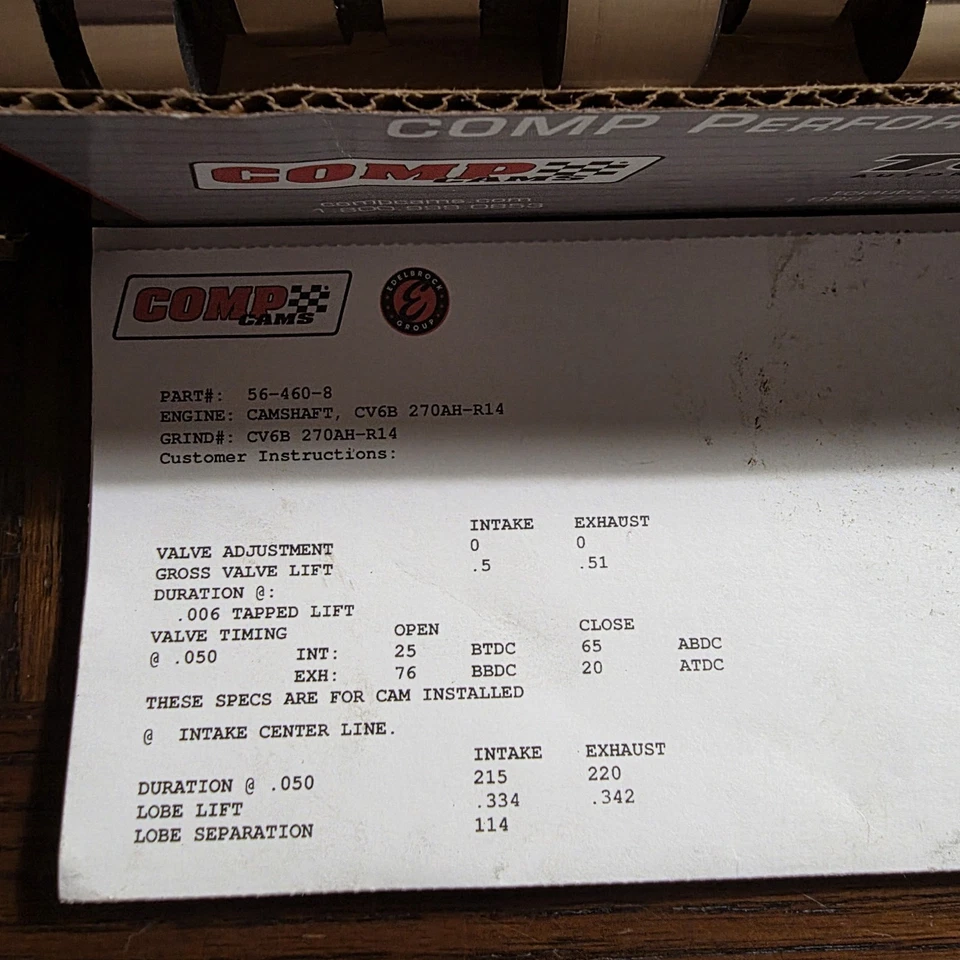 Árbol de levas COMP 56-460-8 Magnum .500/.510" rodillo para Chevy 4.3L V6 564608 Foto 4 de 4