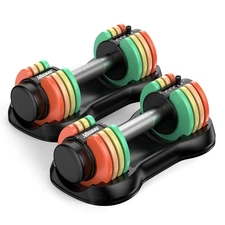 Adjustable Dumbbell Set (2.5-12.5 lbs) – Pair of Free Weights with Quick-Chan...