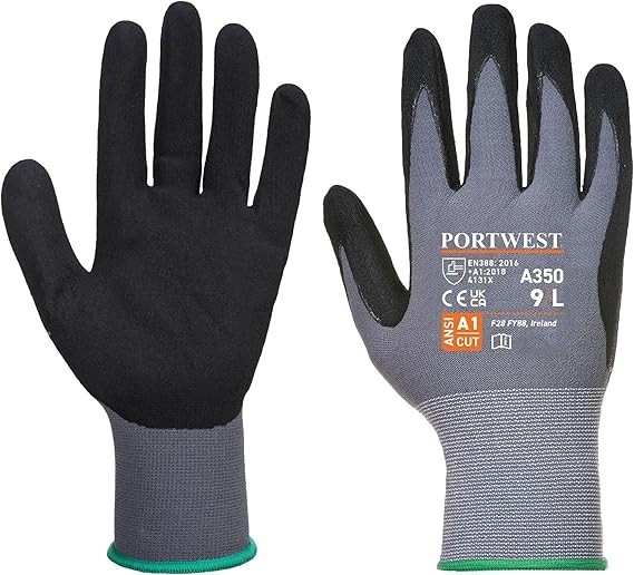 Portwest A350 Flexible DermiFlex Glove Black Small Nylon Elastane Elastic New