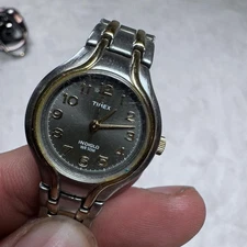 Timex Indiglo WR 50M Two Tone Stainless Steel Analog Watch Quartz Gray Dial