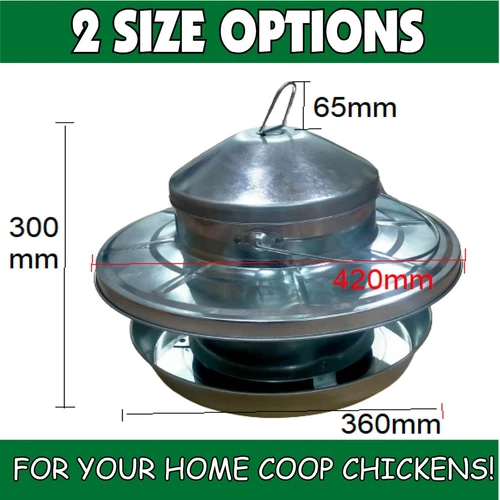 Chicken Feeder small shiny Coop food Aviary RUST FREE 9kg NL8241 Silver Steel - Picture 2 of 14