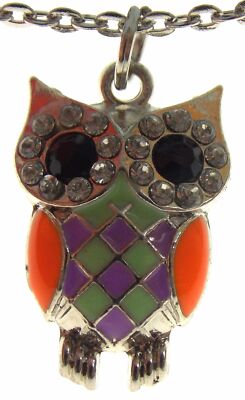 Give A Hoot Owl Pendant Necklace Red Bling Gems 3D Silver Gift Set 3 Party Favor