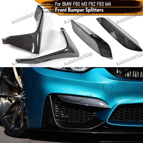 CARBON BUMPER UPPER VENT COVER+ LOWER CANARDS SPLITTER For BMW F80 M3 M4 15-19 - Foto 1 di 10