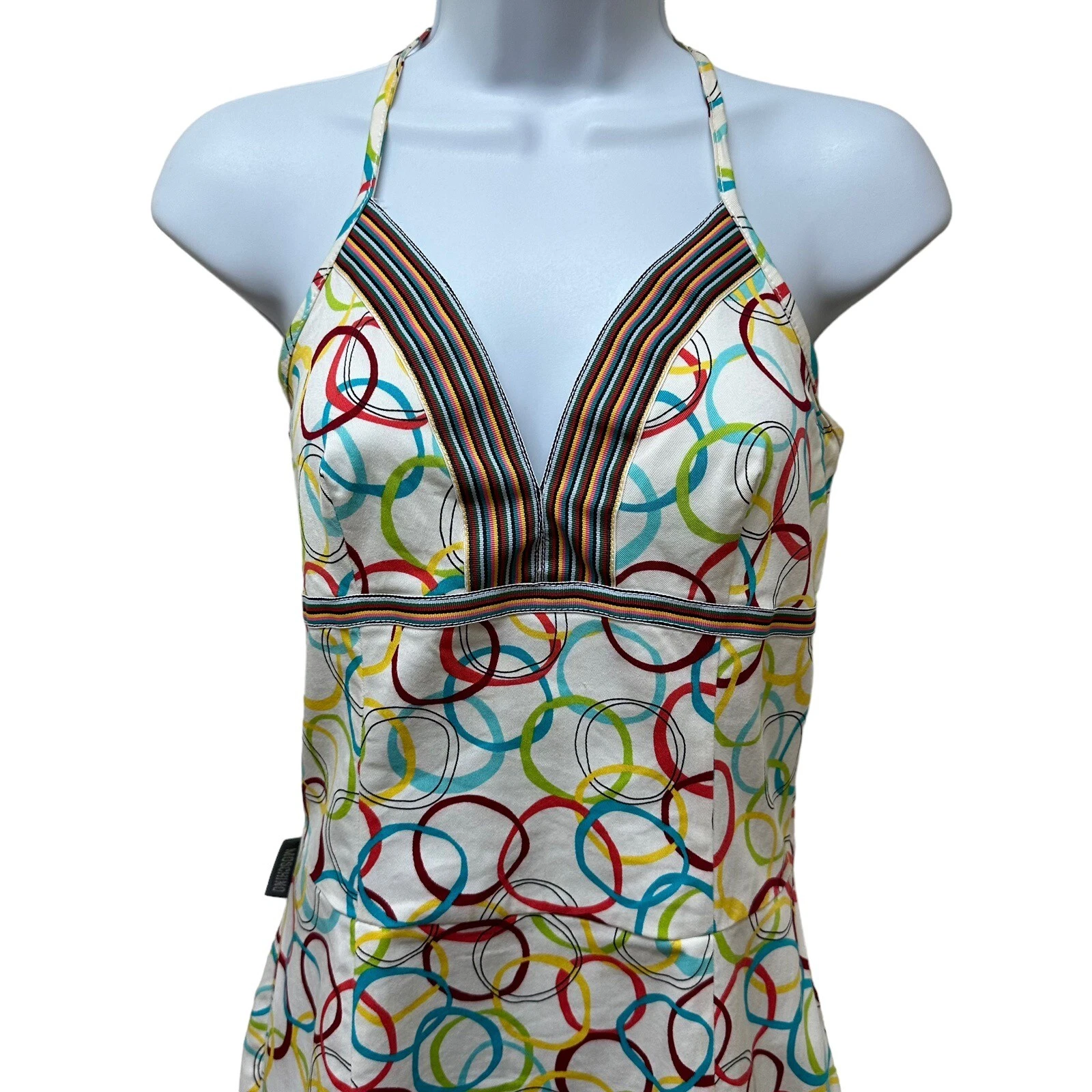 Abito con logo jeans Moschino multicolore stampa cerchio arcobaleno taglia 8