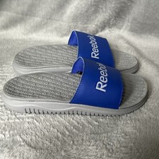 Reebok Slides Boys Size 2 Blue Grey Comfort Sandals Slip On Shoes
