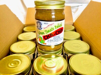 Florence s Mild Cha-Cha, by the case (Green Tomato Relish) 12-13oz. jars