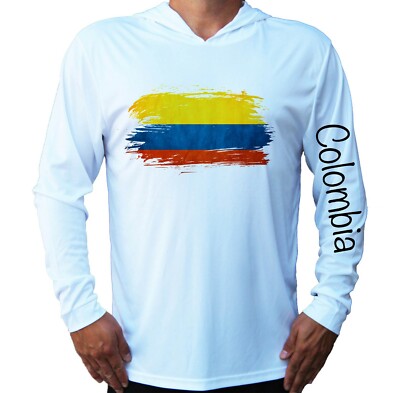 Colombia Flag Water Sport UV Protected UPF 50 Long Sleeve T-Shirt Hood Fishing