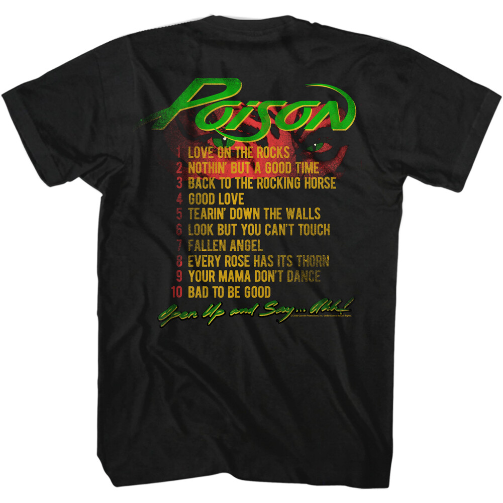 Poison Open Up & Say Ahh Song List Men's T Shirt 80's Rock Music