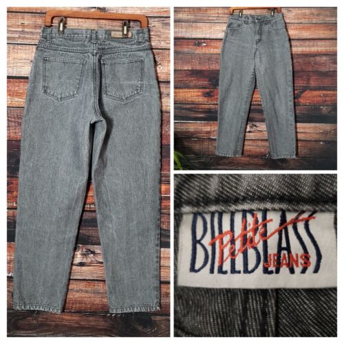 Bill Blass Vintage Jeans 10 Petite High Rise Tapered Leg Charcoal Gray 80s Mom