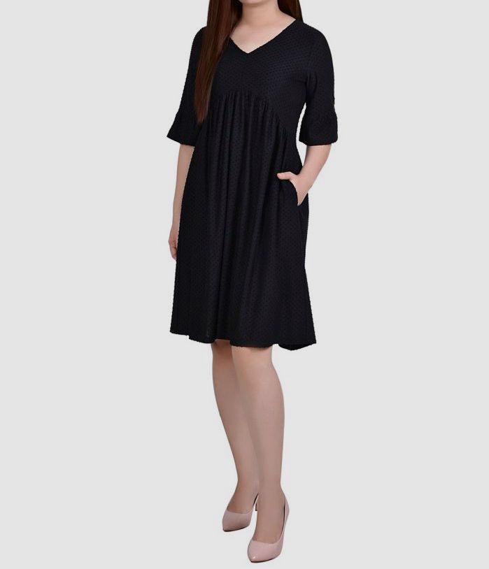 black swiss dot dress $52 NY Collection Women's Bell Sleeve Petite Size PL collection: winter essentials Bandeau Lace-Up Corset Mini Color:Charcoal Grey a wedding