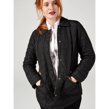 New Isaac Mizrahi Live Black Quilted Jacket Coat Leopard Small Rrp £84
