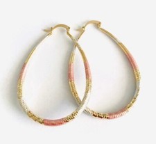 14K Gold Plated Hoop Earrings - 60mm x 40mm - 3 Color Oval Hoop - E36