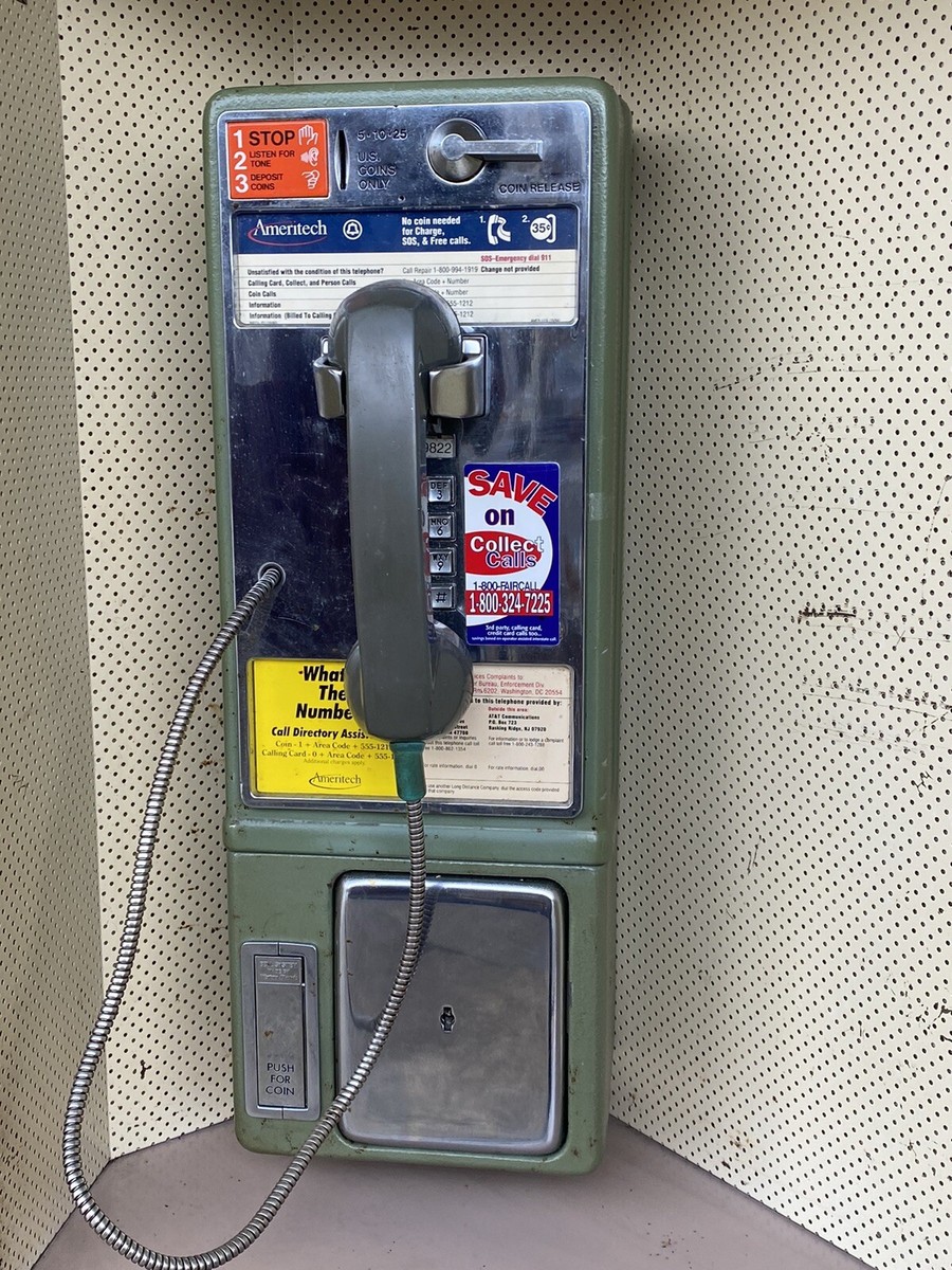 Vintage 60s Motel Lobby Phone Booth Push Button Payphone Telephone