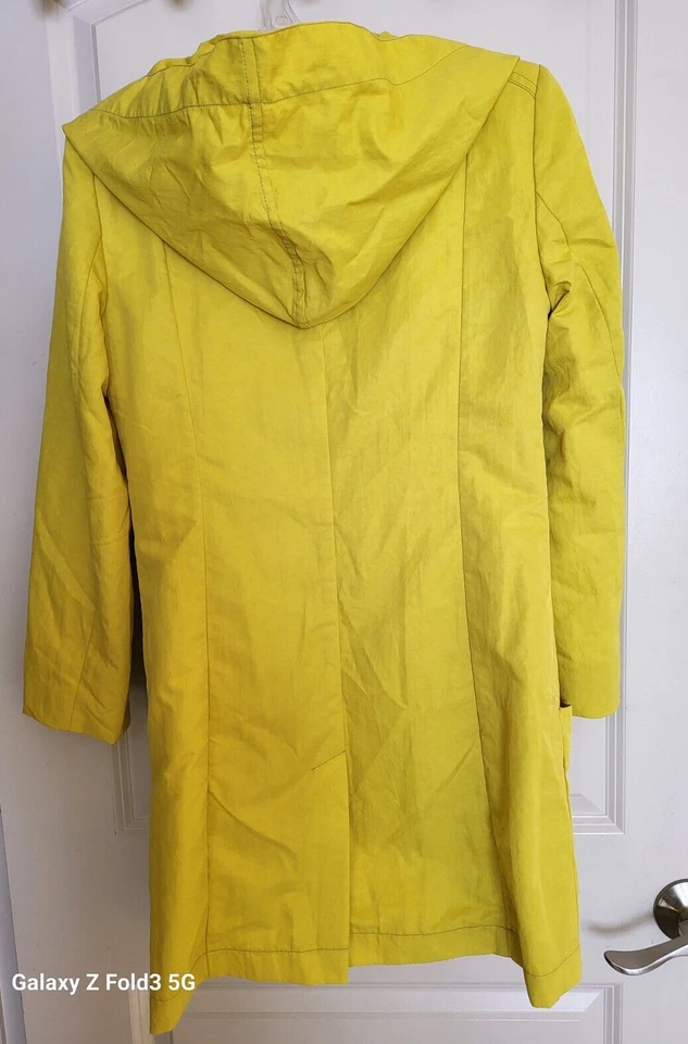 Elie Tahari Size 6 S M Mid Jacket Pea Coat Hoodie Windbreaker Raincoat Neon Mint - Image 3 of 4