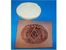Mason Oval Medallion Leather Emboss Plate 3 3/4" x 2 7/8"