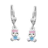 OhrhäNger Ohrringe Brisur Pink-Hellblau 925 Silber FüR Kids Kinder
