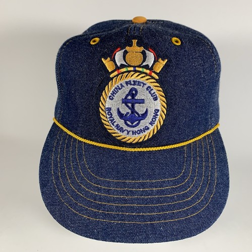 VTG China Fleet Club Royal Navy Hong Kong Hat, Embroidered (Snapback/Denim) XS-S