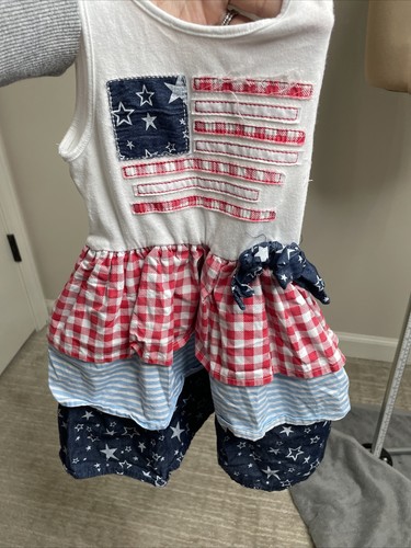 American Flag 4T Toddlers Dress Patchwork Flag Dress Young and Awesome - Picture 7 of 11