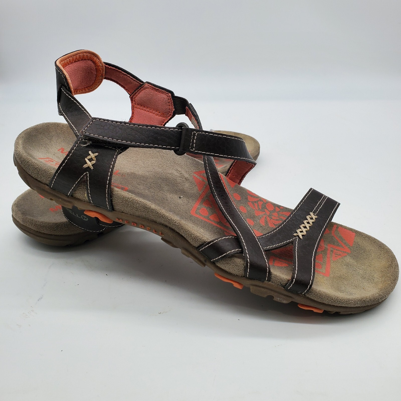 Merrell sandali da donna sabbia rosa pelle cacao corallo taglia US 10 trail hike