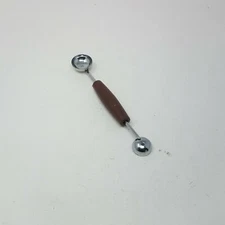 Double-end Melon Baller Scoop Fruit Spoon Brown Handle