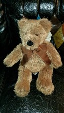 Large 20" FAO Toys R Us 2015 Brown Shaggy Plush Teddy BEAR with Brown Ribbon