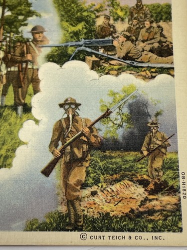 Army Various Views of U.S. Infantry Teich Linen Postcard Vintage Post Card - Picture 4 of 8