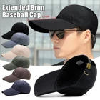 4.33 inch Extra Long Brim Baseball Cap Men Women Dad Hat For big Head Navy Blue