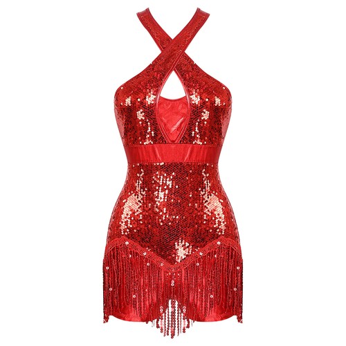 AU Womens Tuxedo Jazz Latin Dance Costume Sequins Tassels Leotard Jumpsuit Dress - Picture 43 of 173