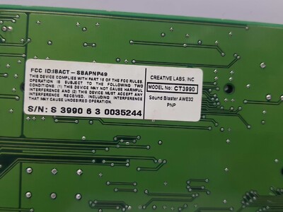 CREATIVE TECHNOLOGY CT3990 SOUND BLASTER AWE32 PCB CARD 019531 | eBay