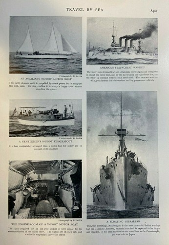 1907 Boats Ships Travel By Sea Ocean Liners Pleasure Boats illustrated - Picture 4 of 7