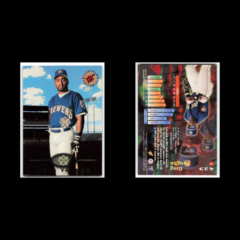 Greg Vaughn #423 1995 Topps Stadium Club Milwaukee Brewers Baseball Card MLB NM - Image 3 of 3