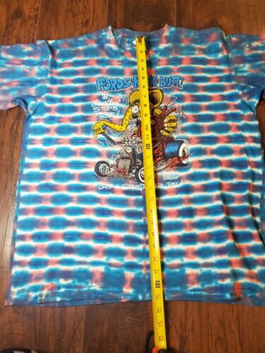 VERY RARE Vtg Rat Fink Ed Roth Fords Kick Butt Tie Dye T Shirt Men's Size Large - Picture 6 of 8