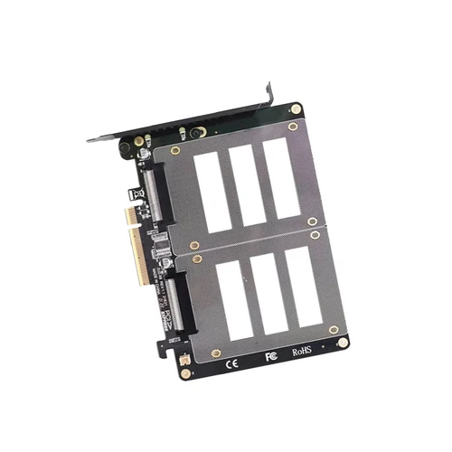 U.2 SSD to PCIe X8 Adapter PCIE 4.0 to Dual 2x U.2 SFF-8639 Disk Riser Card 20dw