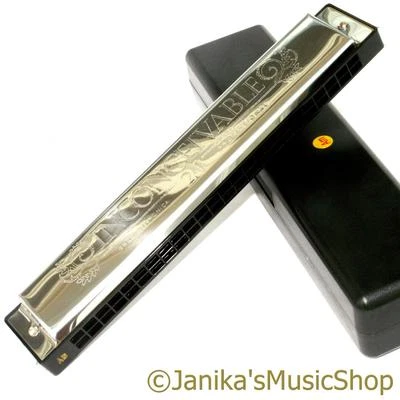 JANIKA Swan professional A minor key harmonica 48 note tremolo mouth organ in hard case